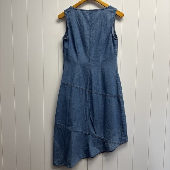 Vintage Newport News Jeanology Western Trad Wife Asymmetrical Denim Dress Sz 10 - Picture 2 of 10